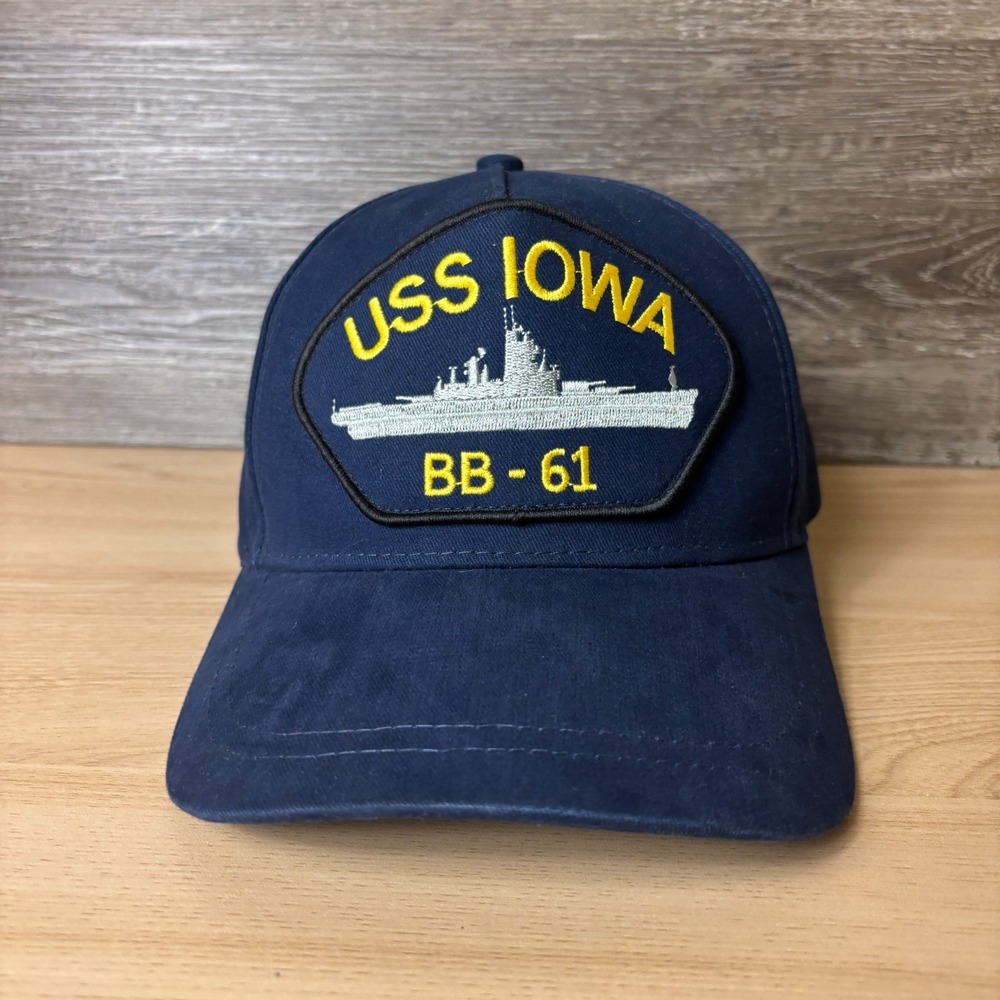 USS Iowa Hat Cap Snap Back Blue Navy BB 61 Adjustable
